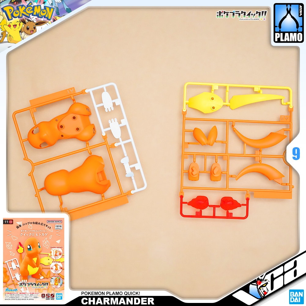 ⭐️ BANDAI POKEMON PLAMO PLASTIC MODEL COLLECTION QUICK CHARMANDER ประกอบ หุ่นยนต์ โมเดล กันดั้ม กันพลา ของเล่น VCA GUNDAM