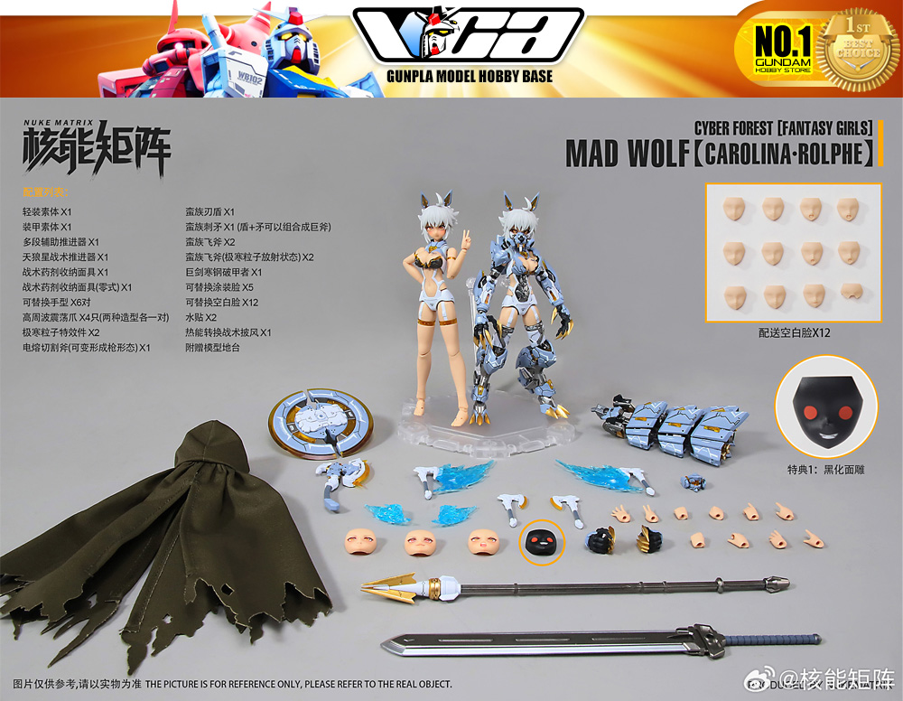 Nuke Matrix® Plastic Model Kit Cyber Forest Fantasy Girls MAD WOLF CAROLINA ROLPHE
