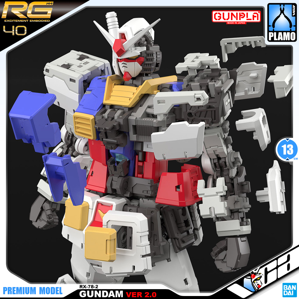 Bandai Gunpla Real Grade 1/144 RG RX-78-2 Gundam Ver 2.0 Plastic Model Action Figure Toy VCA Thailand