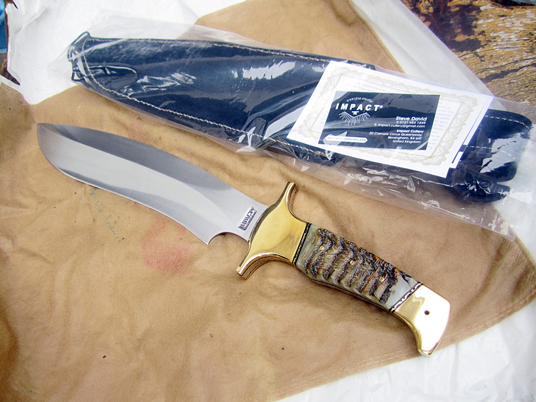มีดเดินป่า IMPACT CUTLERY RARE CUSTOM MASSIVE SASQUATCH BOWIE KNIFE FULL TANG RAM HORN UK