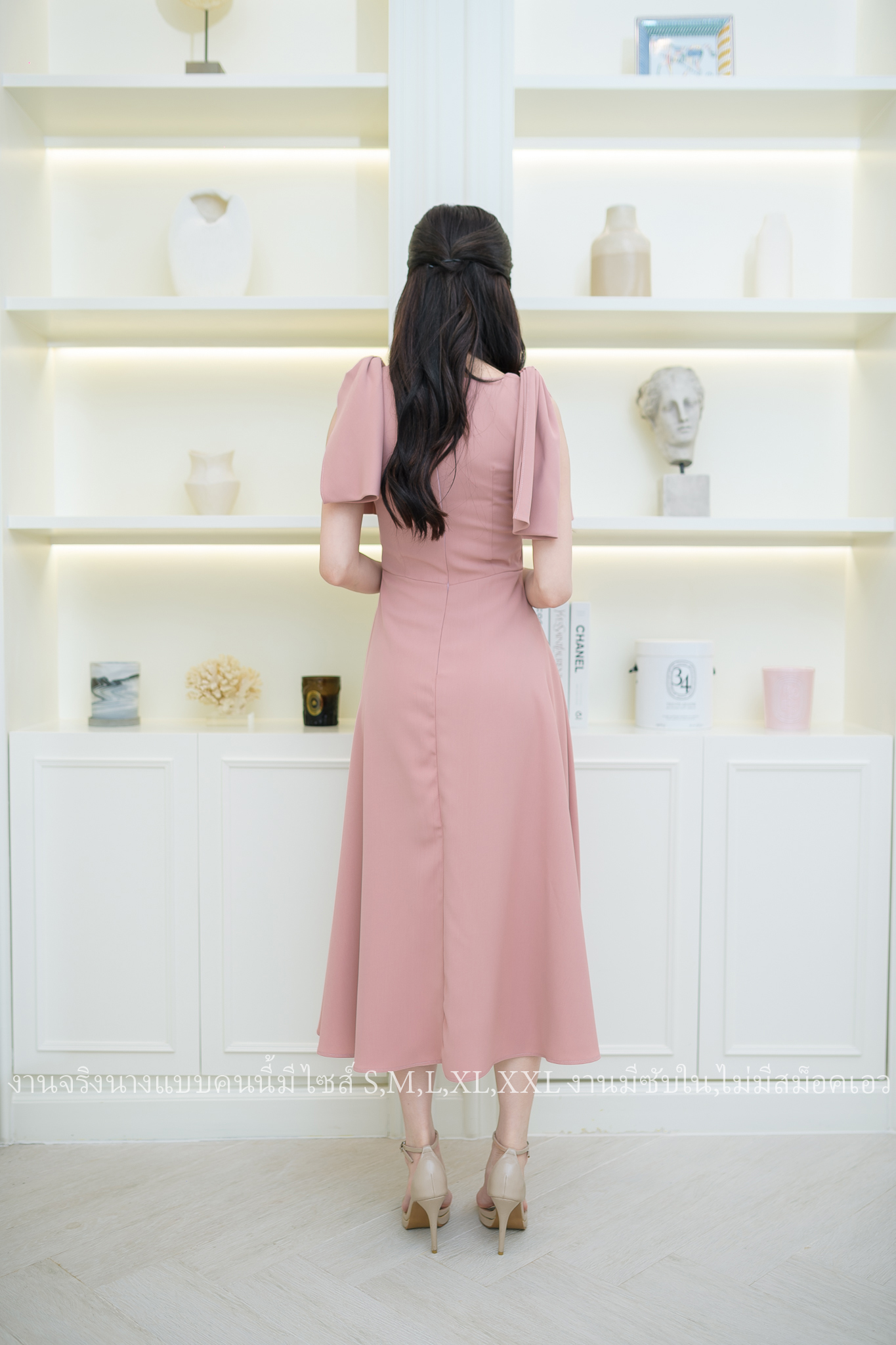 ชุดราตรี ชุดออกงาน ชุดไปงานแต่งงาน เดรสไหล่โบว์กระโปรงหน้าสั้นหลังยาว แนวเรียบหรู สวยดูดี ใส่ได้ทั้งงานกลางวัน/งานกลางคืน : สี ขาว/ฟ้า/ชมพู/เขียวมิ้นพาสเทล