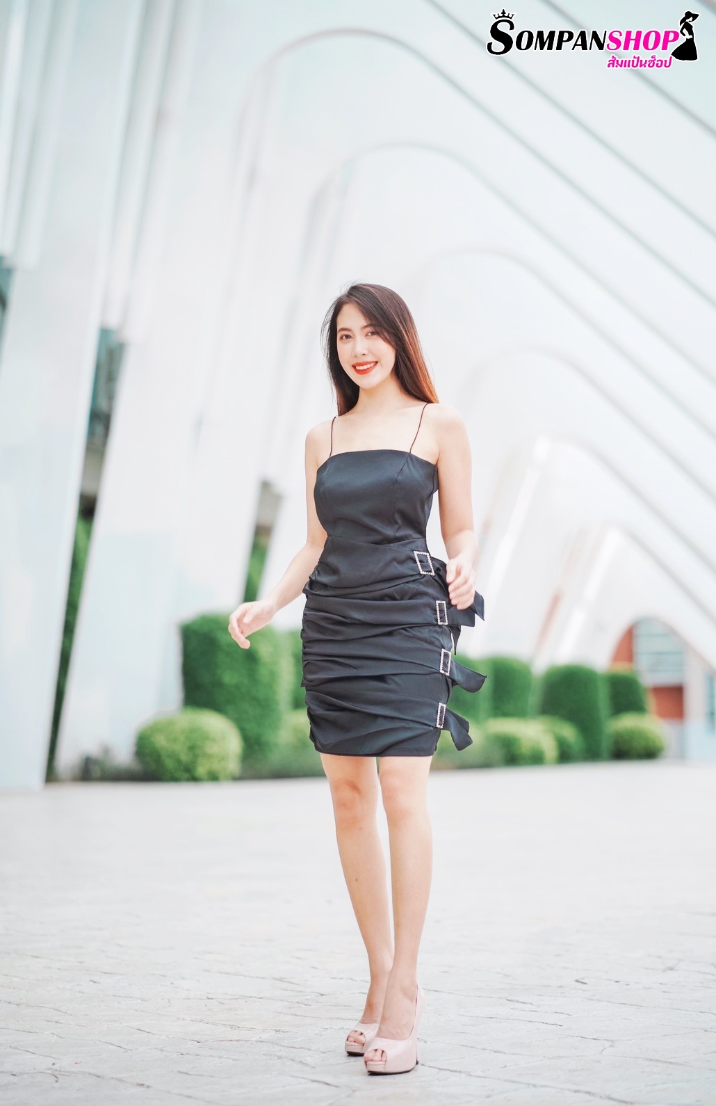 พร้อมส่ง !! ชุดออกงานสั้นสีดำ สายเดี่ยว กระโปรงแต่งเพชรสวยเก๋ เข้ารูป สวยเซ็กซี่ ดูเรียบหรูดูแพงมากๆ ใส่เป็นชุดออกงาน ชุดปาร์ตี้ ชุดเที่ยวกลางคืน