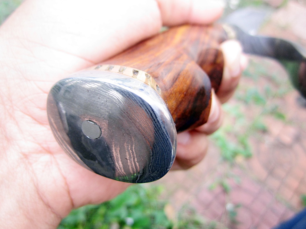 มีด เหล็ก D2 IMPACT CUTLERY RARE CUSTOM HAMMERED D2 ART BOWIE KNIFE BURL WOOD DAMASCUS GUARD UK