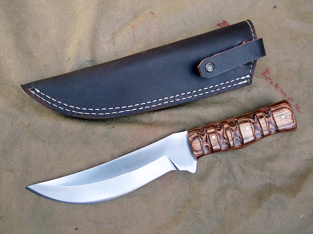 มีดเหล็ก A2 Custom A2 Steel Trailing Point Hunting Knife Micarta Handle AE112