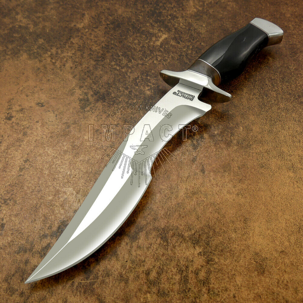 IMPACT CUTLERY RARE CUSTOM D2 BOWIE KNIFE BULL HORN HANDLE