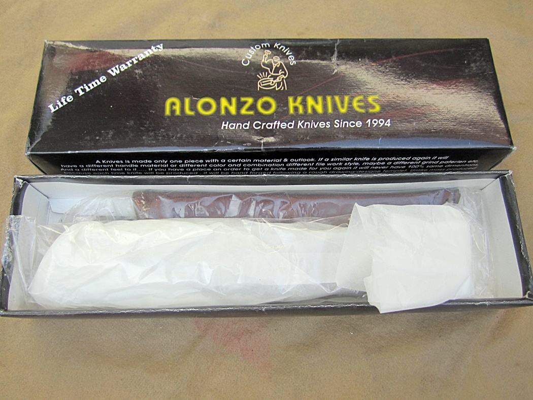 มีดพกสั่น ALONZO KNIVES USA CUSTOM HANDMADE TANTO POWDER COATED 1095 STEEL KNIFE 293