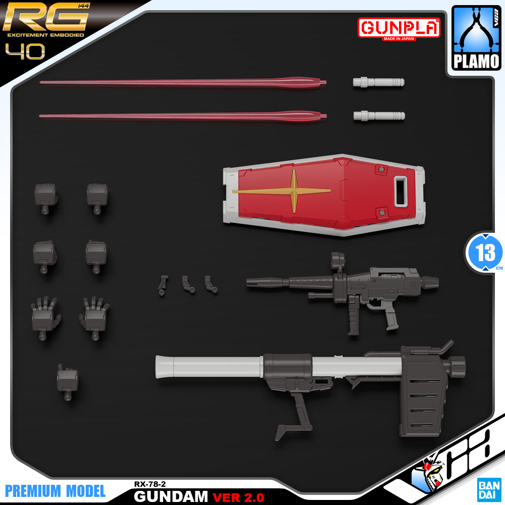 Bandai Gunpla Real Grade 1/144 RG RX-78-2 Gundam Ver 2.0 Plastic Model Action Figure Toy VCA Thailand