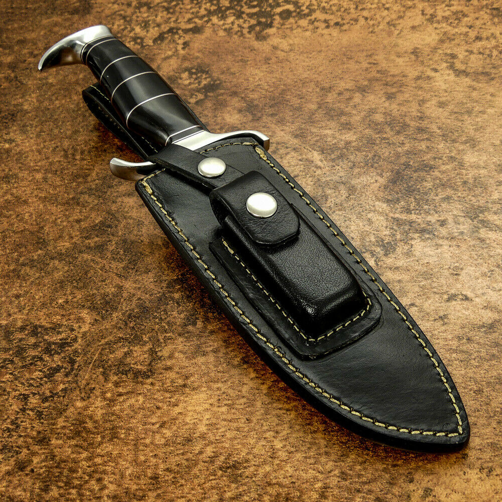 IMPACT CUTLERY RARE CUSTOM D2 MIRROR POLISHED BOWIE KNIFE BULL HORN HANDLE