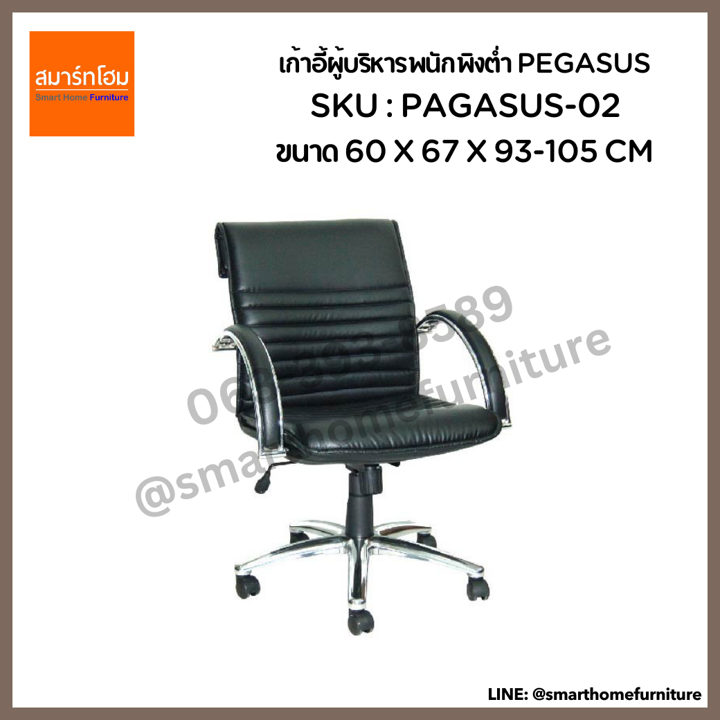เก้าอี้ผู้บริหารพนักพิงต่ำ สีดำ รุ่น PAGASUS-02