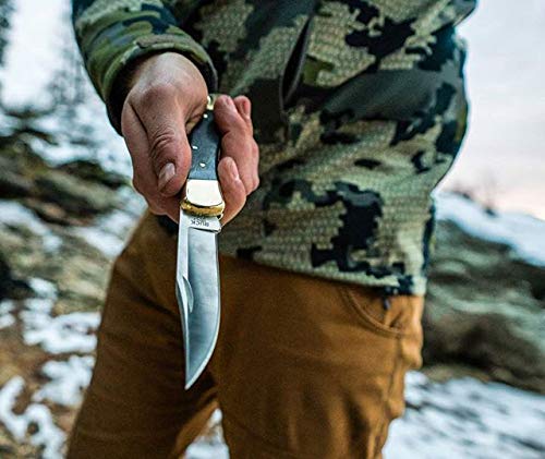 มีดพับBuck 110 แท้ Leather Sheath 110BRS New (EBONY HARDWOOD)