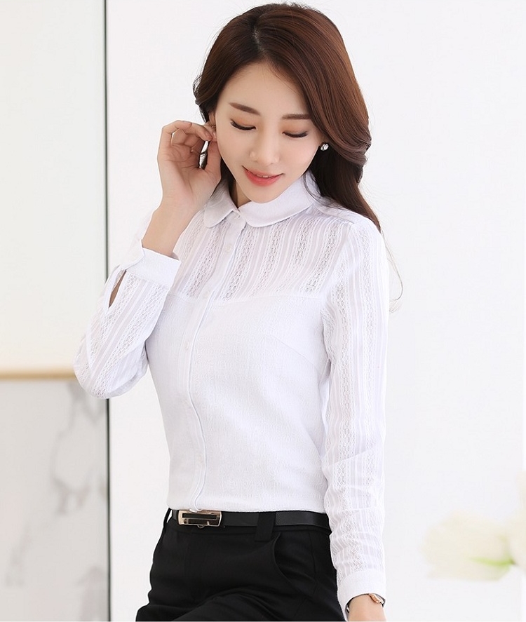 Sale เสื้อเชิ้ตผู้หญิงสีขาว แขนสั้น คอปก เรียบร้อย ใส่ทำงาน เที่ยววันหยุด สวยๆดูดี