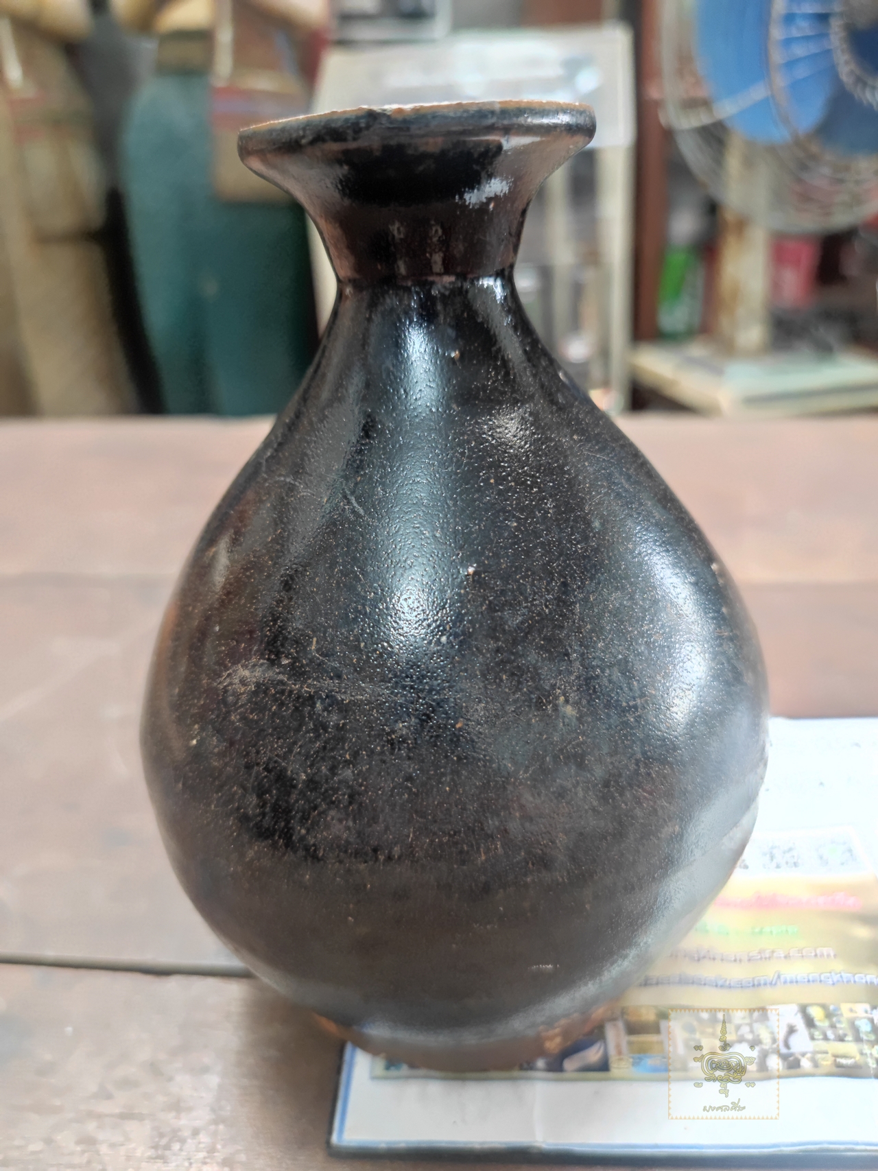 แจกันเคลือบจีน สีน้ำตาล