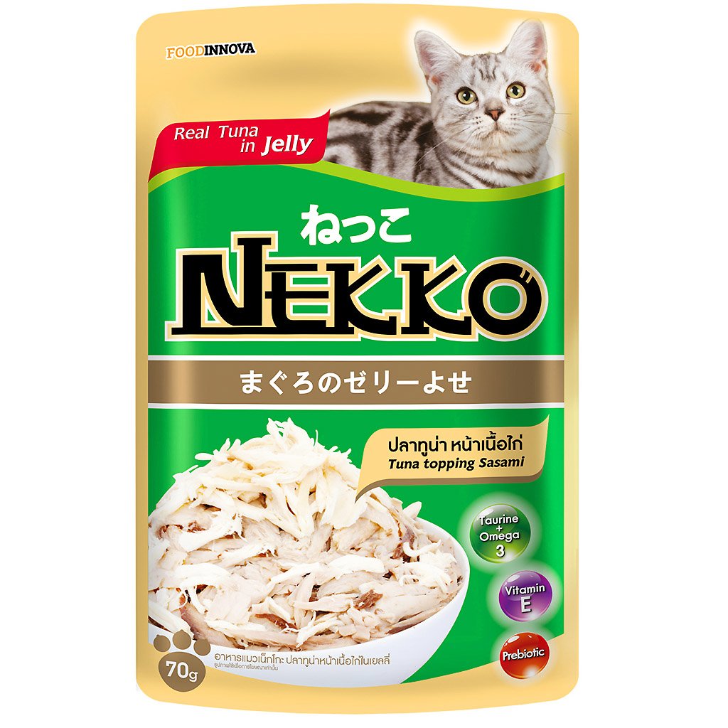 อาหารแมวเปียก NEKKO เน็กโกะ ทูน่าในน้ำเยลลี่ 70gX12 ยกโหล