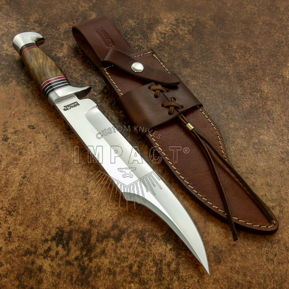 IMPACT CUTLERY RARE CUSTOM D2 BOWIE KNIFE BURL WOOD HANDLE