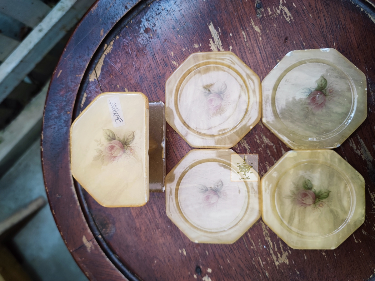 จานรองแก้ว หิน genuine alabaster made in italy