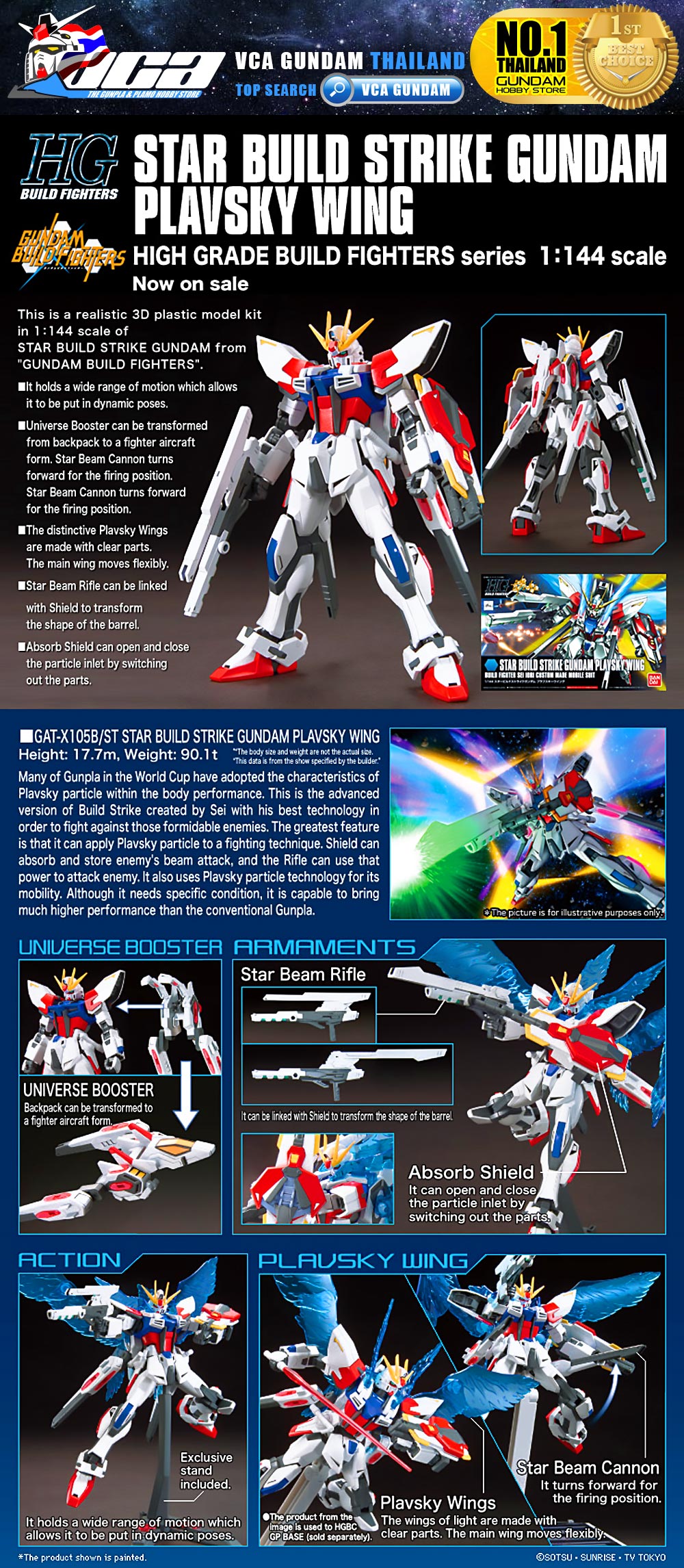 Bandai Gunpla High Grade HG STAR BUILD STRIKE GUNDAM PLAVSKY WING สตาร์ บิวด์ สไตรค์ กันดั้ม