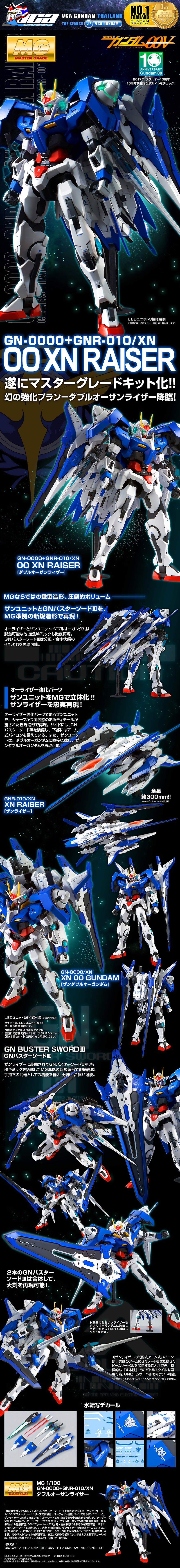 Premium Bandai Gunpla Master Grade MG 00 XN RAISER 00 XN ไรเซอร์