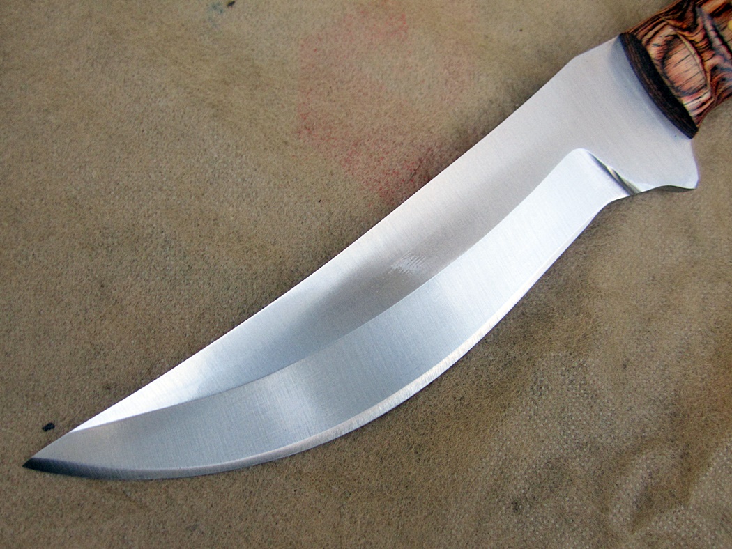 มีดเหล็ก A2 Custom A2 Steel Trailing Point Hunting Knife Micarta Handle AE112