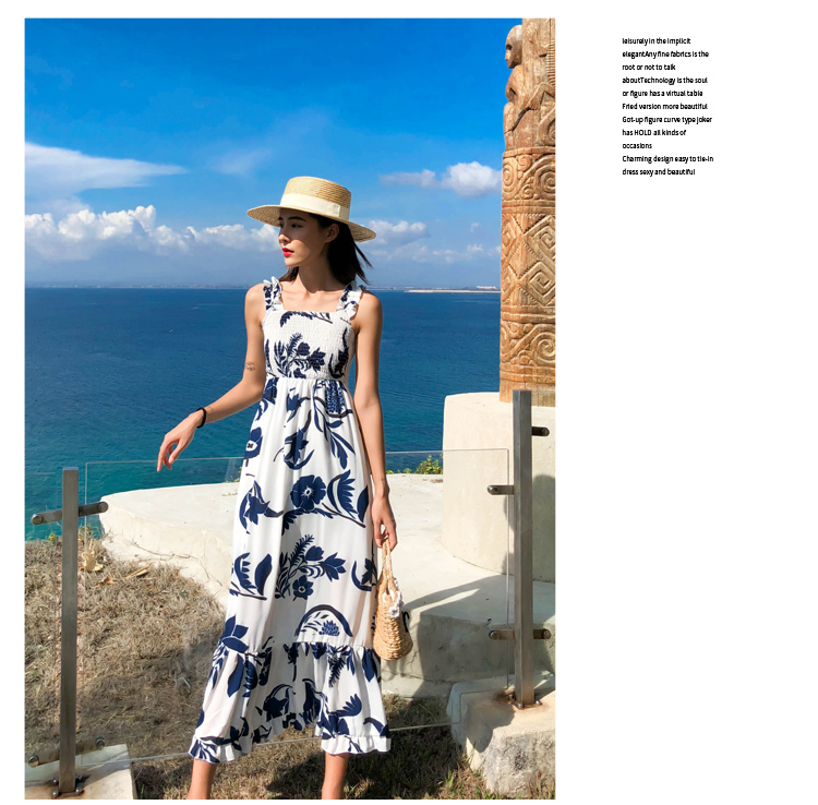 ชุดไปทะเล เดรสเที่ยวทะเล เดรสยาวสีแดงพิมพ์ลายสวยๆ เก๋ๆ