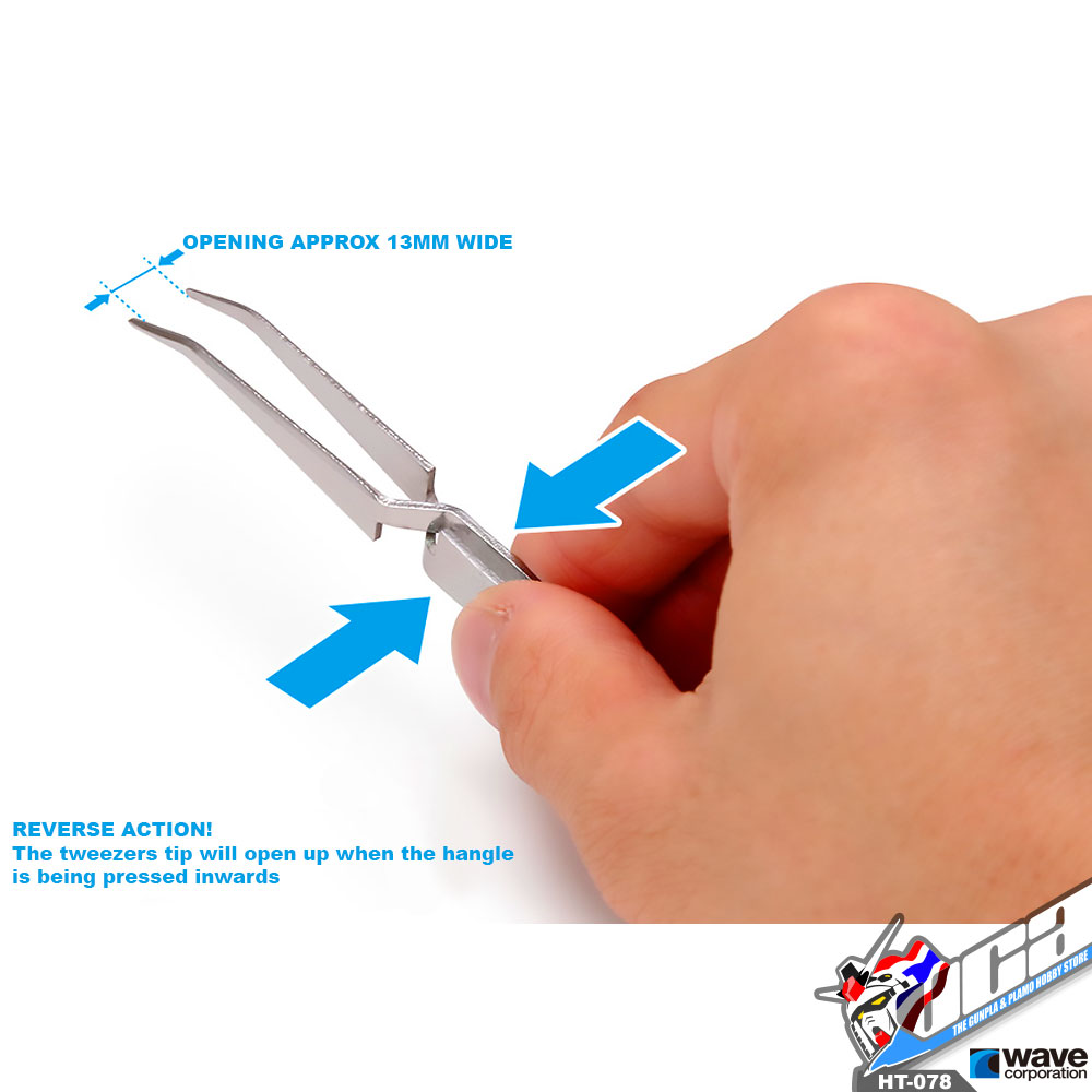Wave Corporation® Hobby Tools HT-078 HG ANGLED TWEEZERS REVERSE ACTION TYPE