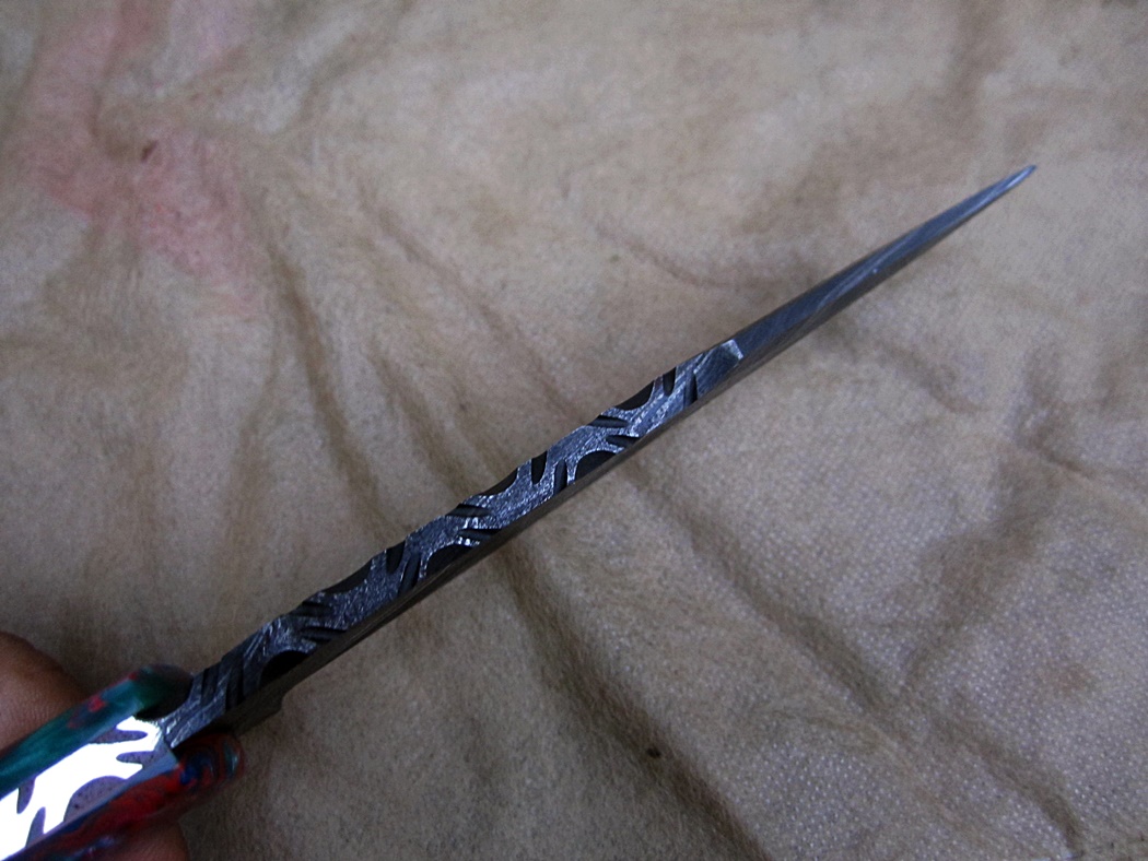 มีด ALONZO KNIVES USA CUSTOM HANDMADE DAMASCUS TACTICAL HUNTING KNIFE RAM HORN