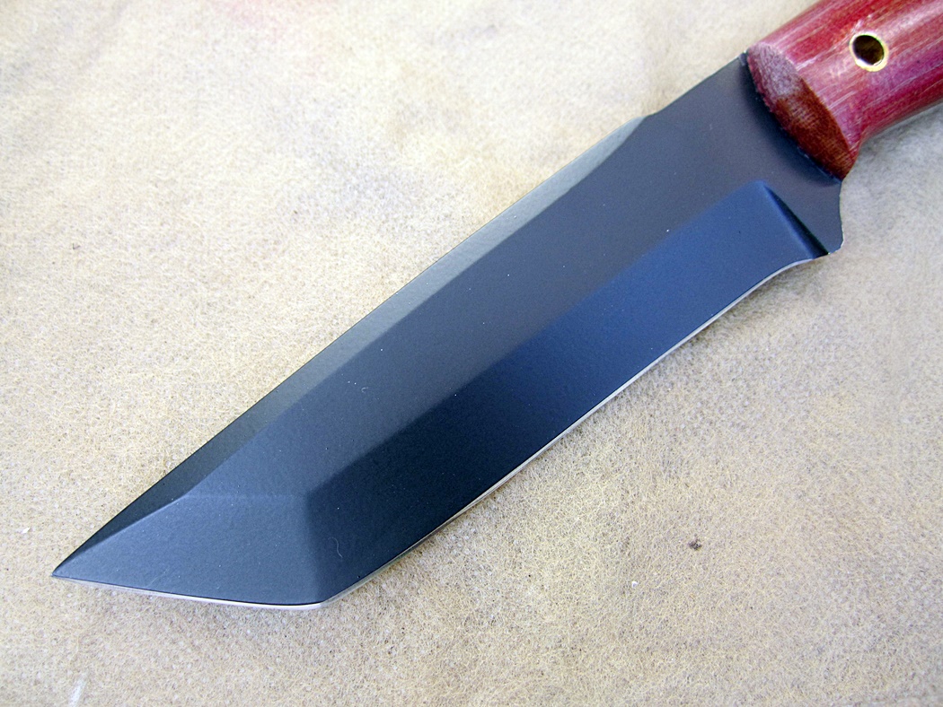 มีดพกสั่น ALONZO KNIVES USA CUSTOM HANDMADE TANTO POWDER COATED 1095 STEEL KNIFE 293