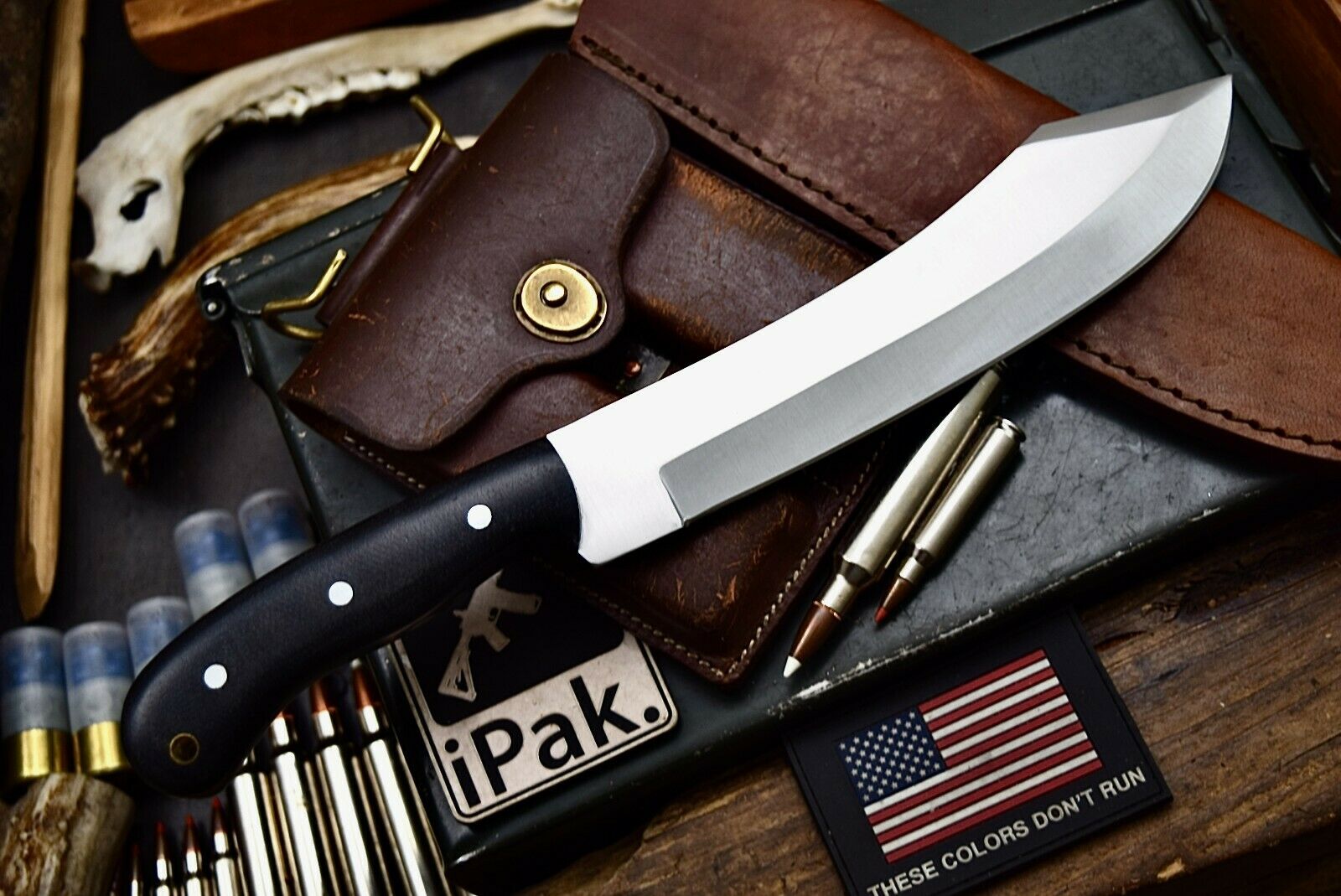 มีดใบยาว D2 CFK IPAK Handmade D2 Custom Bushcraft Hunter Parang Hunting Bowie Blade Knife