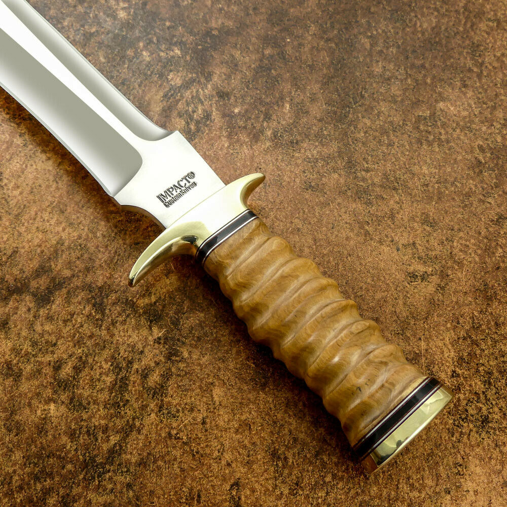 IMPACT CUTLERY RARE CUSTOM D2 BOWIE KNIFE OLIVE WOOD HANDLE