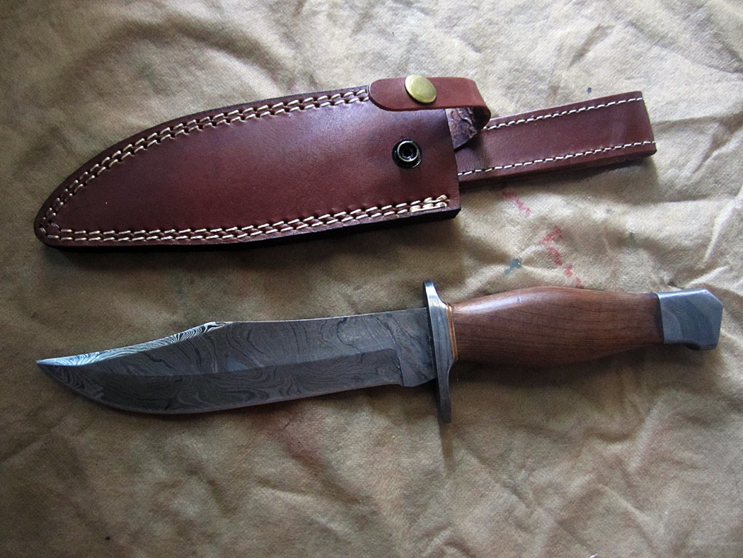 มีดดามัสกัสDamascus steel custom handmade hunting bowie knife 12" (C5)