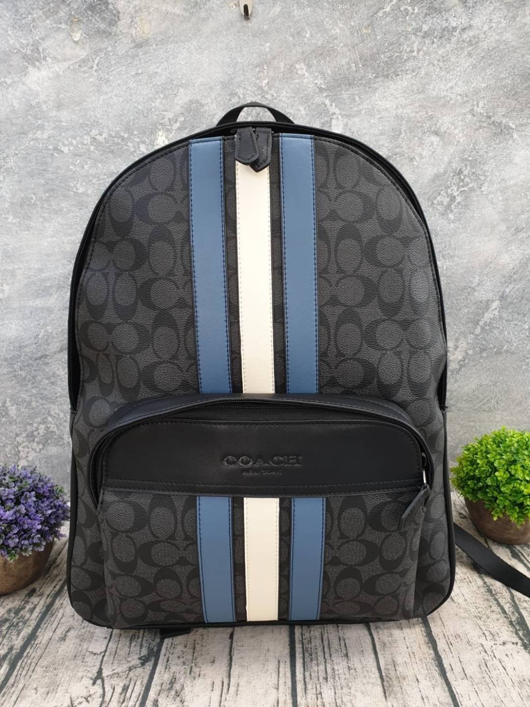 COACH HOUSTON BACKPACK IN SIGNATURE CANVAS WITH VARSITY STRIPE (COACH F67250)