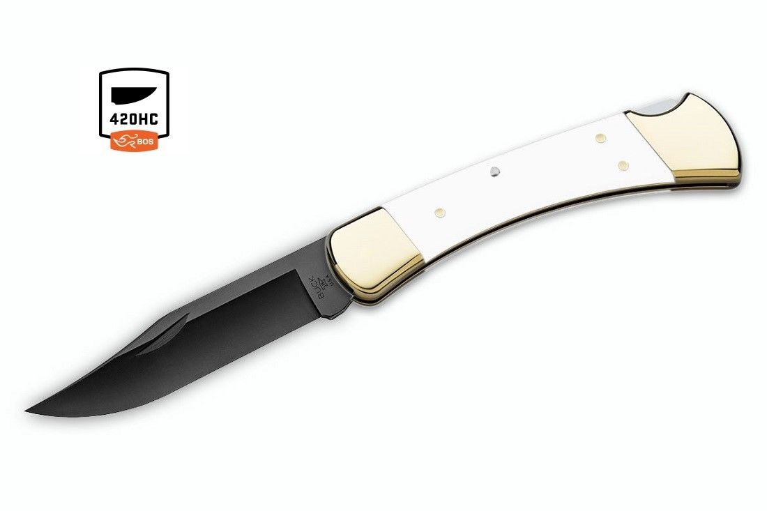 Buck Knives 110 White G-10 Black Oxide Folding Hunter Knife Exclusive 110WHSSH