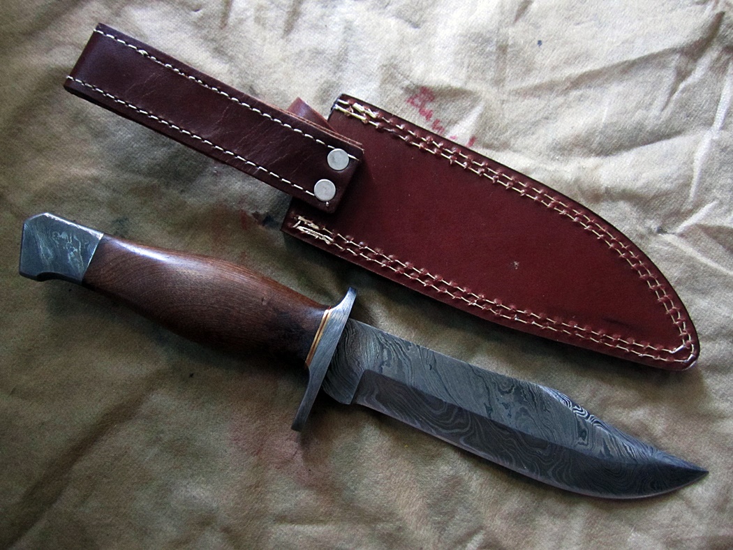 มีดดามัสกัสDamascus steel custom handmade hunting bowie knife 12" (C5)