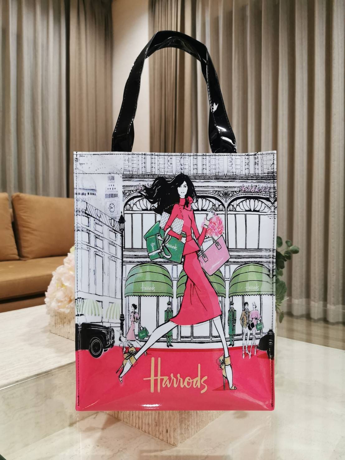 Harrods London Top-handle Shopping Bag (Large) ลายผู้หญิง