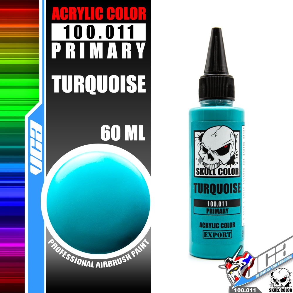 SKULL COLOR 100.011 TURQUOISE ACRYLIC COLOR 60ML (PRIMARY) สีอะครีลิกสำหรับพลาสติก โมเดล