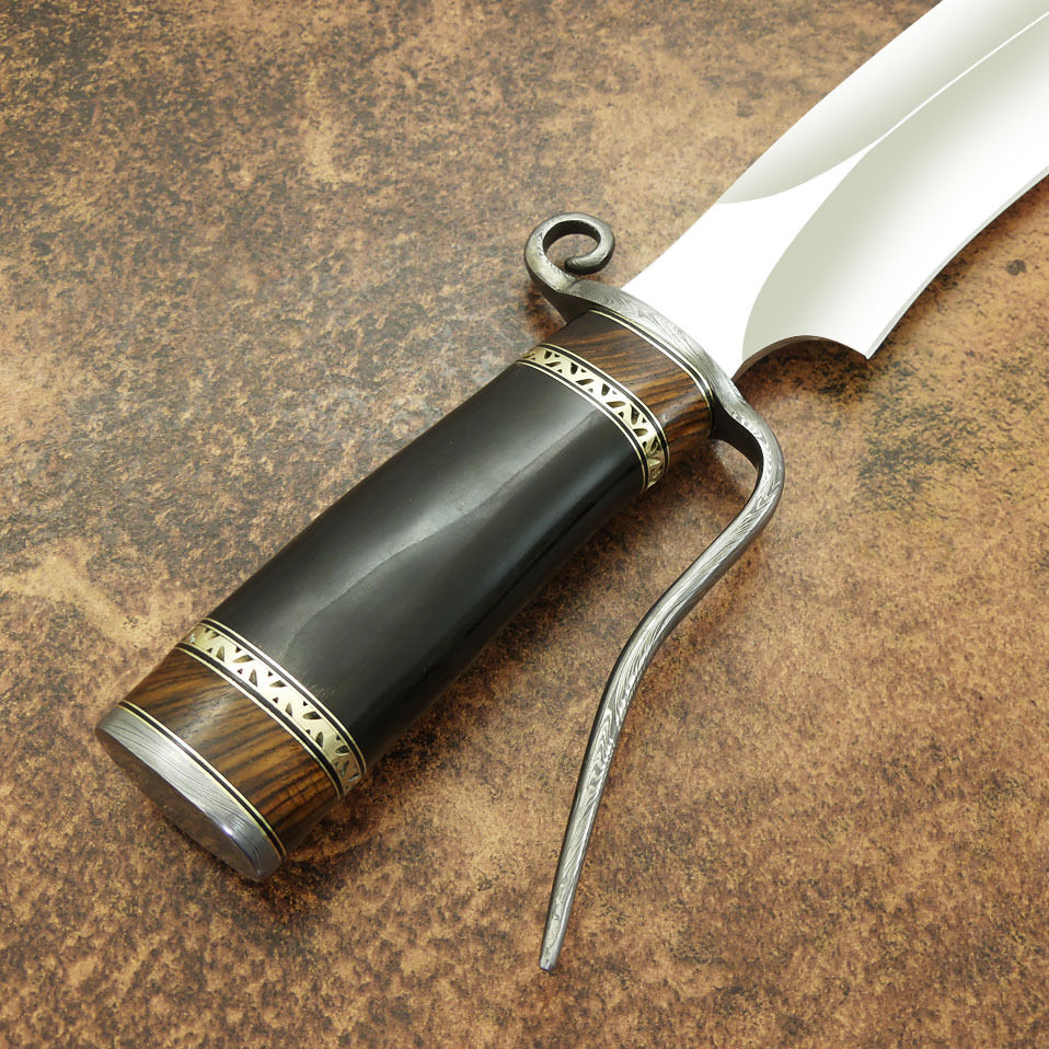 IMPACT CUTLERY RARE CUSTOM MASSIVE SASQUATCH D2 BOWIE KNIFE BULL HORN | DAMASCUS