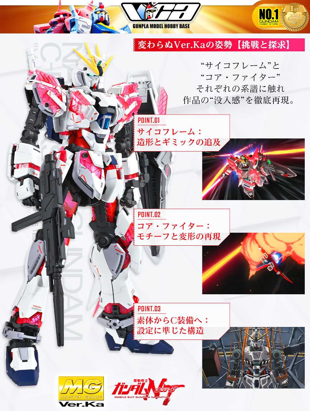 Bandai Gunpla Narrative Gundam Ver Ka Model Action Figure Toy VCA Gundam Thailand
