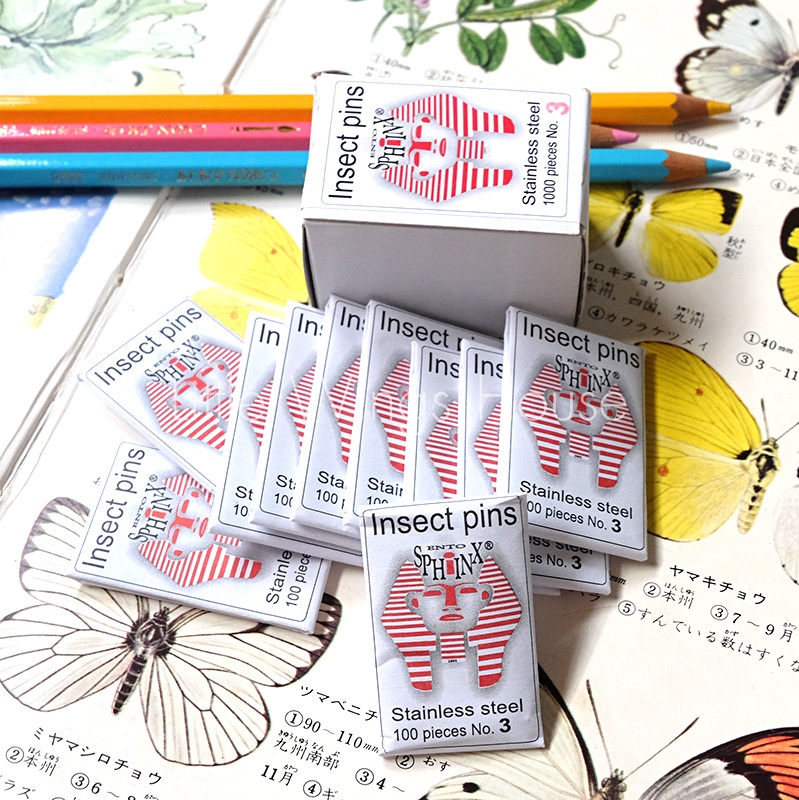 ++ เข็มเซ็ทแมลง/ผีเสื้อ เบอร์ 3 บรรจุ 100 ชิ้น นำเข้าจาก Czech ++ Insect Pin Made in Czech