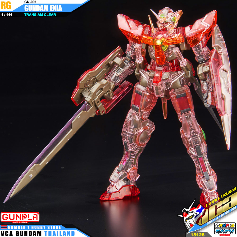 BANDAI GUNPLA EXPO REAL GRADE RG 1/144 GN-001 GUNDAM EXIA TRANS-AM TRANS AM CLEAR COLOR โมเดล กันดั้ม กันพลา VCA GUNDAM