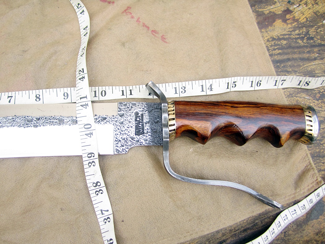 มีด เหล็ก D2 IMPACT CUTLERY RARE CUSTOM HAMMERED D2 ART BOWIE KNIFE BURL WOOD DAMASCUS GUARD UK