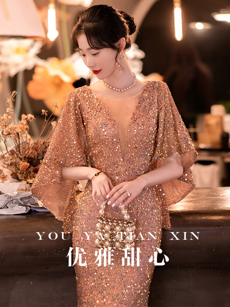 ชุดราตรียาวสีชมพู เรียบหรู สวยดูดี ดูแพง ใส่งานกลางวัน กลางคืน ชุดไปงานแต่งงาน ชุดไปงานเลี้ยงราตรี