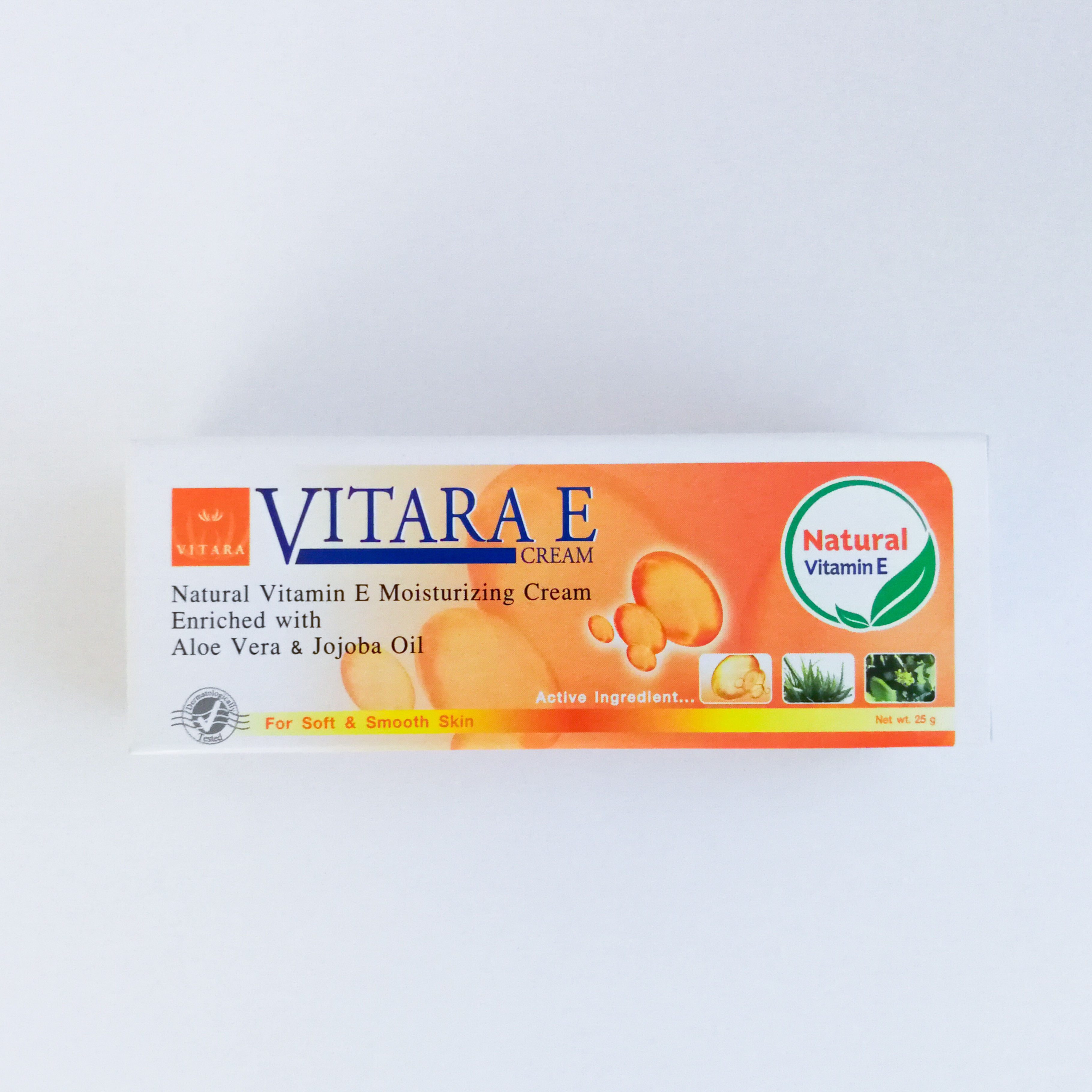 Vitara E Cream ครีมวิตามินอีเข้มข้น ปริมาณ 25 กรัม บำรุงผิว ลดเลือนริ้วรอย รอยแผลเป็น ผิวไม่เรียบเนียน