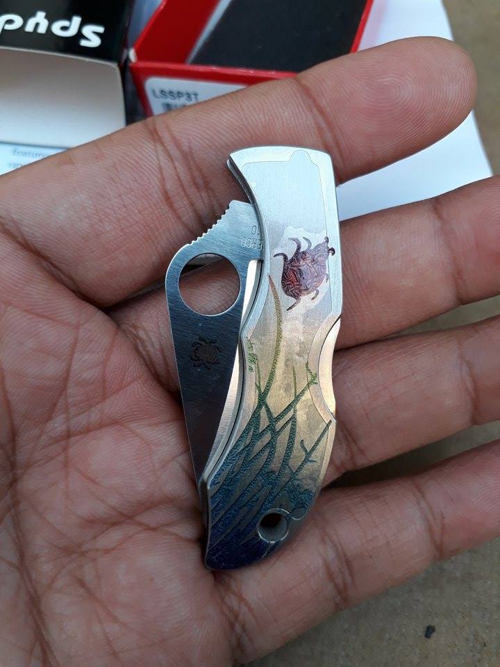 Spyderco Ladybug Tattoo Plain Edge Knife - LSSP3T