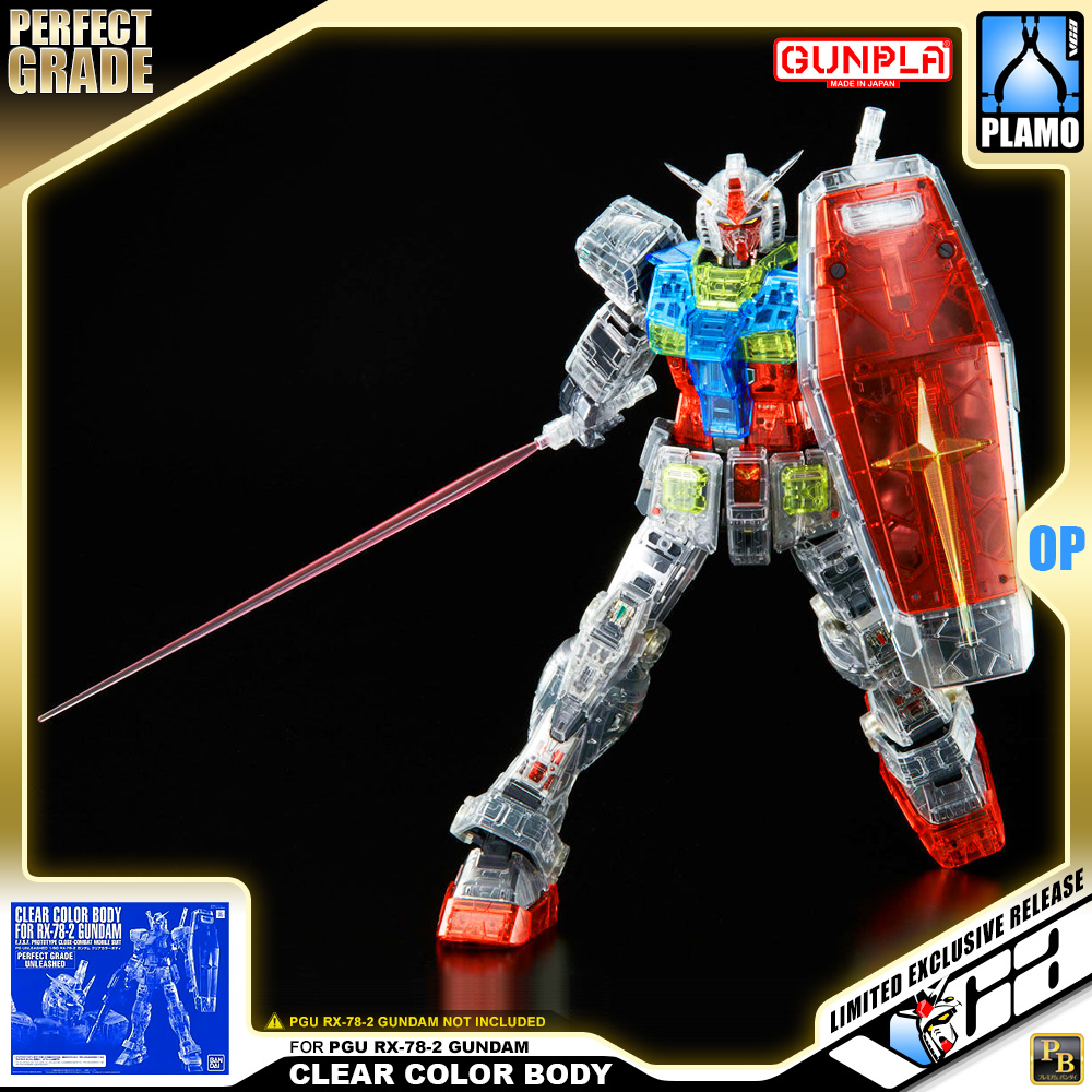 Premium Bandai® Gundam Gunpla Perfect Grade Plastic Model Kits Series PG UNLEASHED CLEAR COLOR BODY FOR RX-78-2