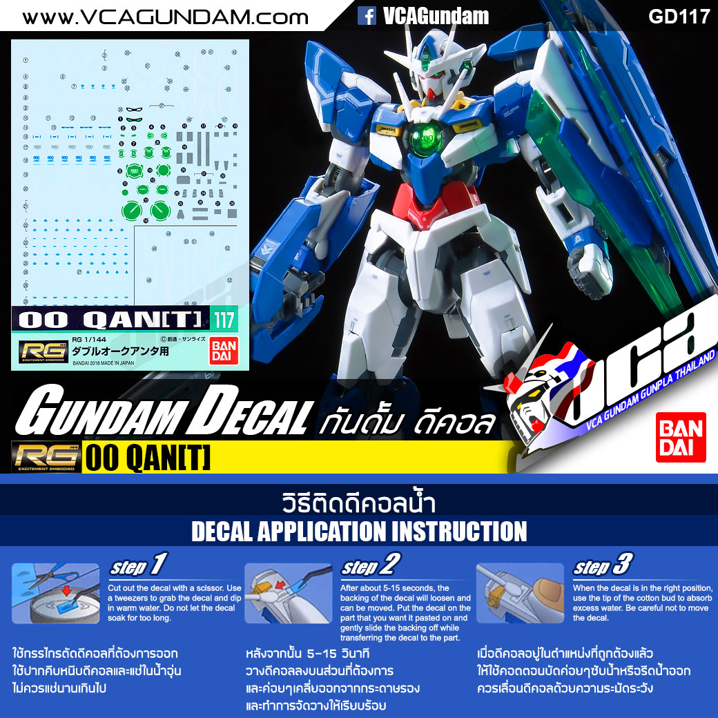 Gundam Decal 117 | RG 00 QANT ดับเบิ้ลโอ ควอนต้า