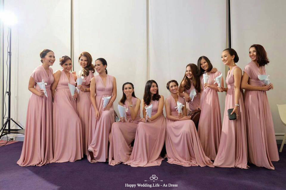 ชุดอินฟินิตี้สีชมพู ธีมเพื่อนเจ้าสาวสีชมพู Infinity Dress ใส่ได้หลายแบบ ผ้าสเปนเด็กซ์ สามารถใส่ได้หลายแบบ สวยได้ตามสไตล์ที่เป็นคุณ
