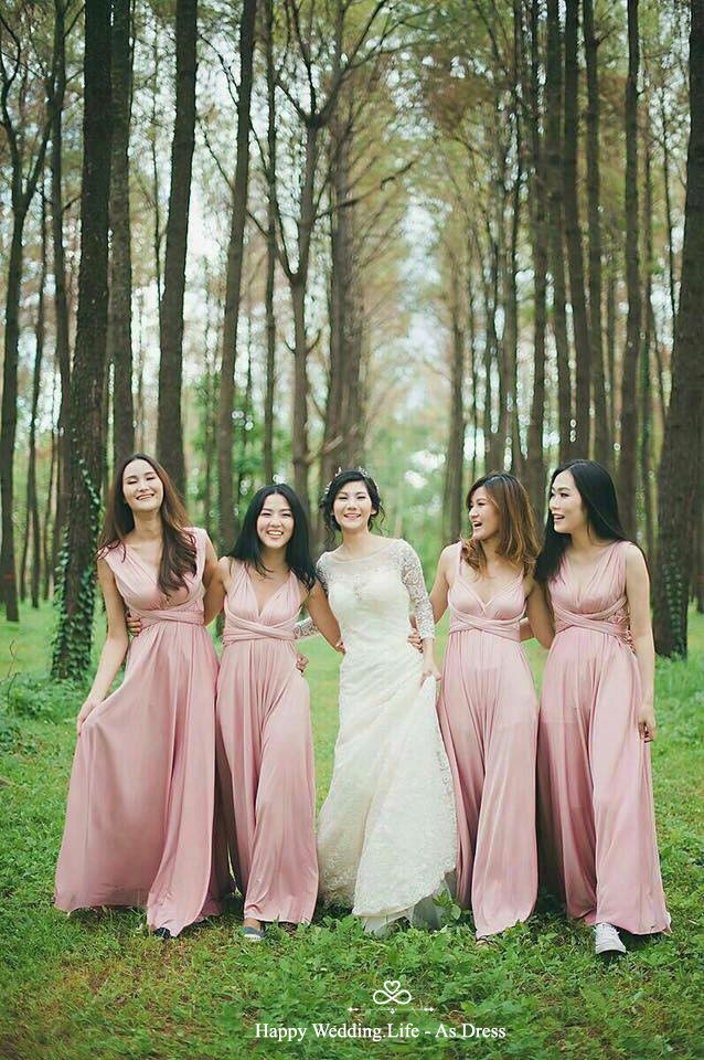 ชุดอินฟินิตี้สีชมพู ธีมเพื่อนเจ้าสาวสีชมพู Infinity Dress ใส่ได้หลายแบบ ผ้าสเปนเด็กซ์ สามารถใส่ได้หลายแบบ สวยได้ตามสไตล์ที่เป็นคุณ