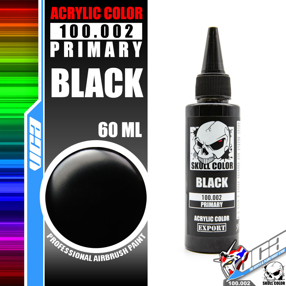 SKULL COLOR 100.002 BLACK ACRYLIC COLOR 60ML (PRIMARY) สีอะครีลิกสำหรับพลาสติก โมเดล