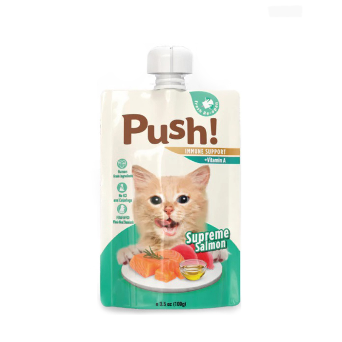 Push! อาหารเปียกแมว Complete&Balance ซองบีบ ผสมวิตามิน เนื้อมูสนุ่ม 100 g