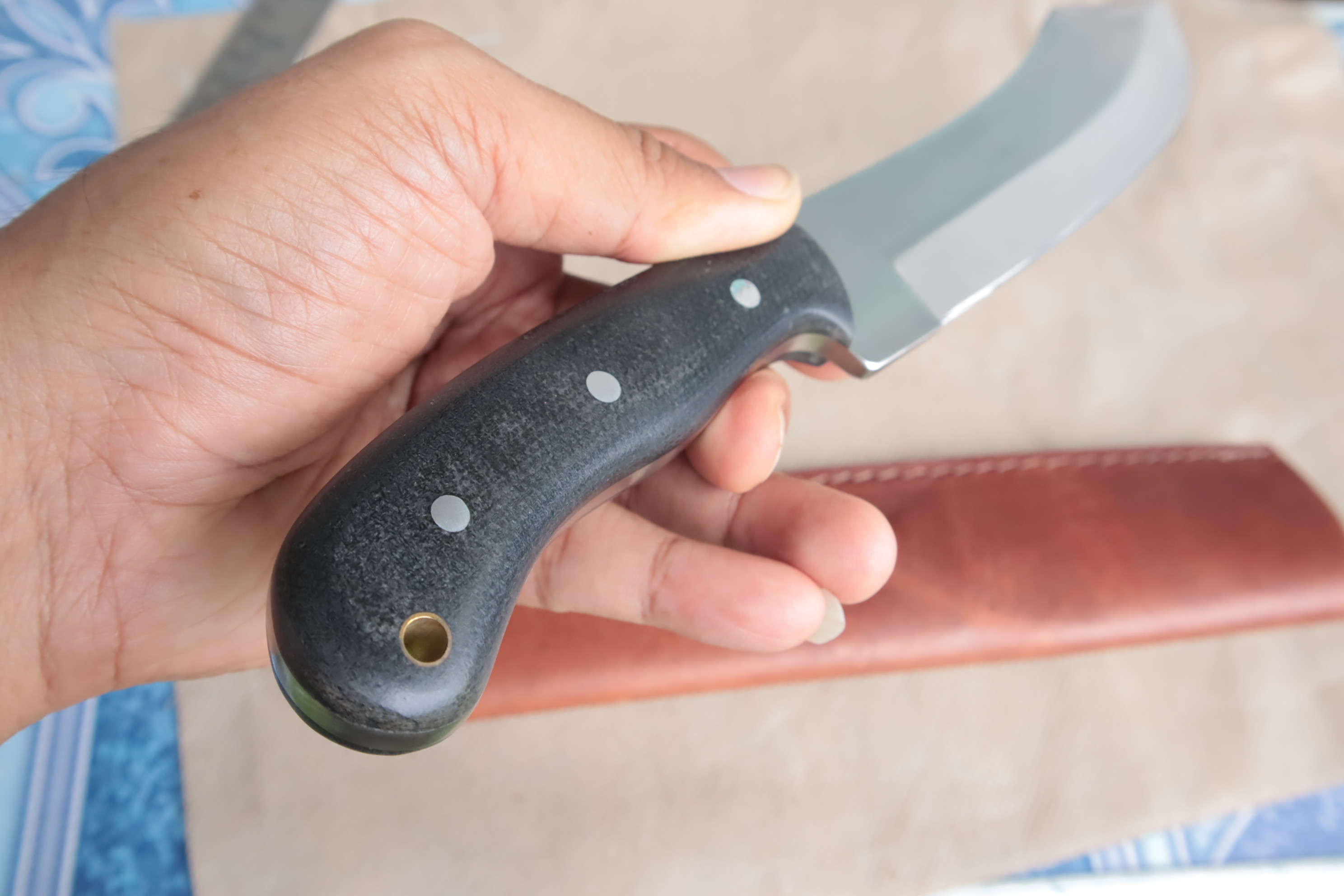 มีดใบยาว D2 CFK IPAK Handmade D2 Custom Bushcraft Hunter Parang Hunting Bowie Blade Knife