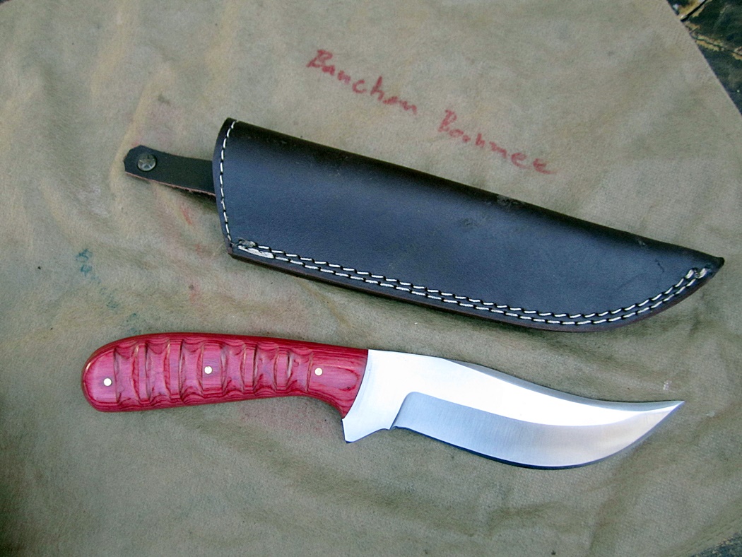 Custom A2 Steel Trailing Point Hunting Knife Micarta Handle (AE70) With Brass Pin